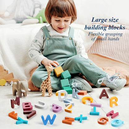 Children's Spelling Wooden Numbers And Letters Puzzle Blocks