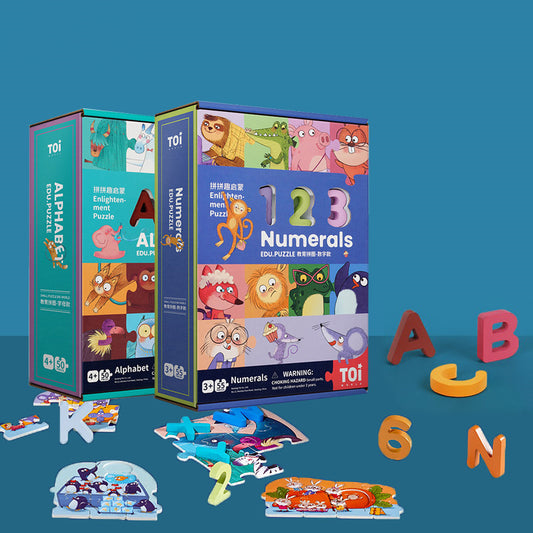 Children's Spelling Wooden Numbers And Letters Puzzle Blocks