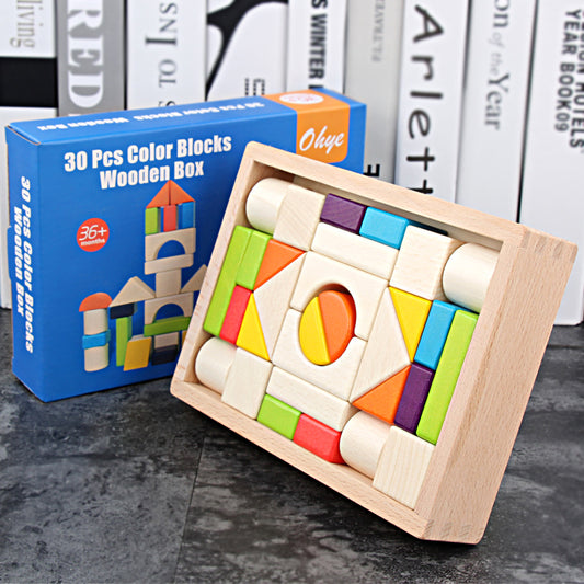 Wooden Bucket Toy Building Blocks