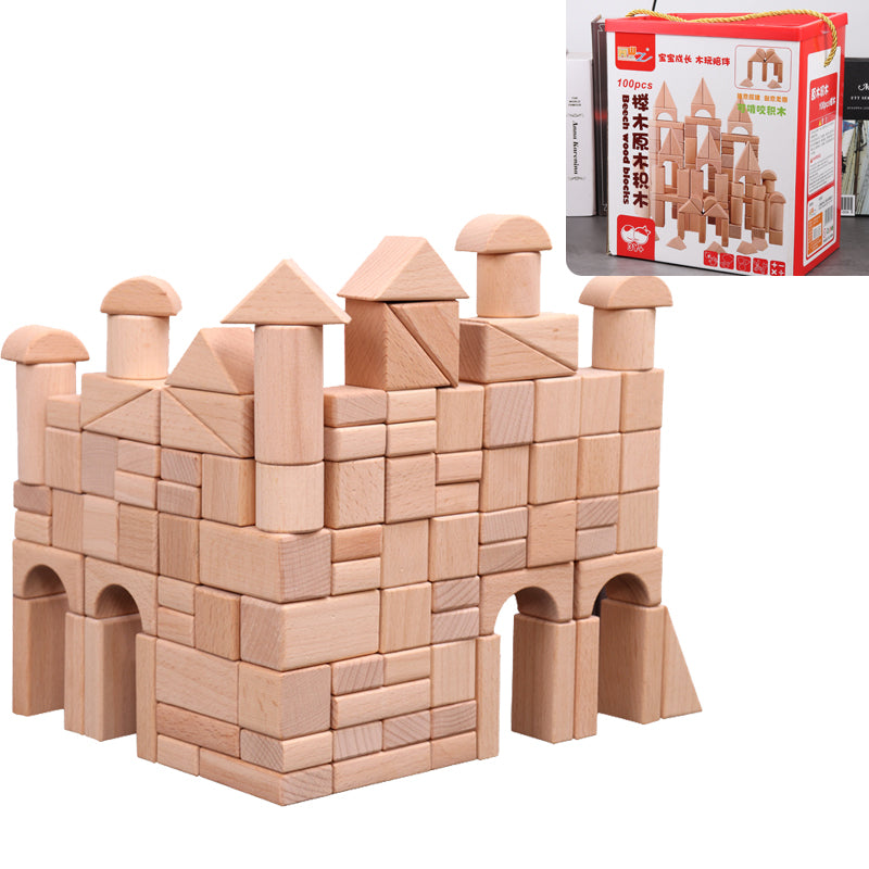 Wooden Bucket Toy Building Blocks